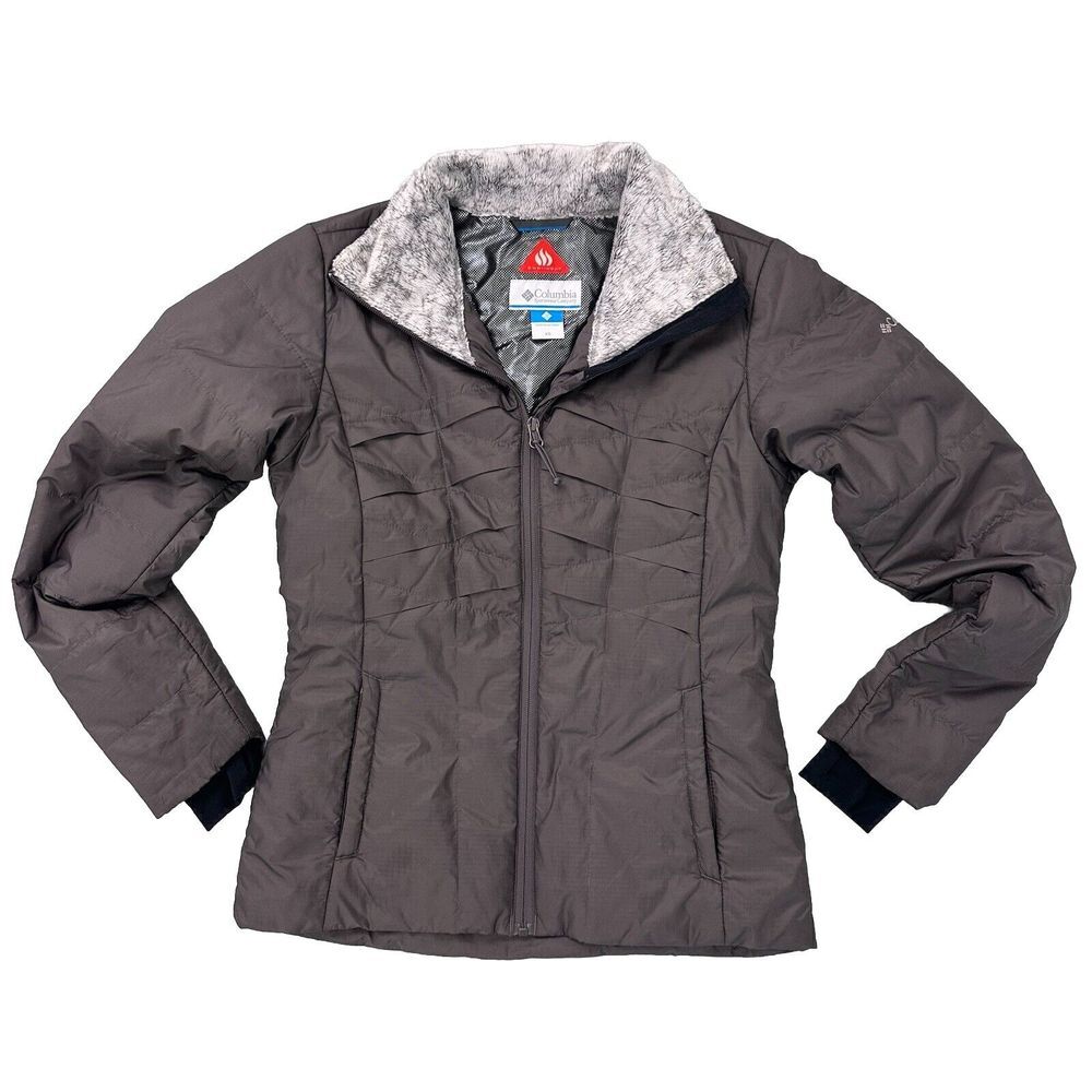 COLUMBIA Omni Heat Women's Light Weight Packable Brown Puffer Jacket Size XS